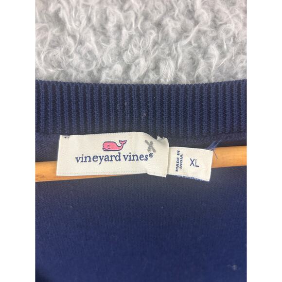 Vineyard Vines Men’s V-Neck Sweater Navy Blue Whale Logo Cotton XL - Picture 6 of 8